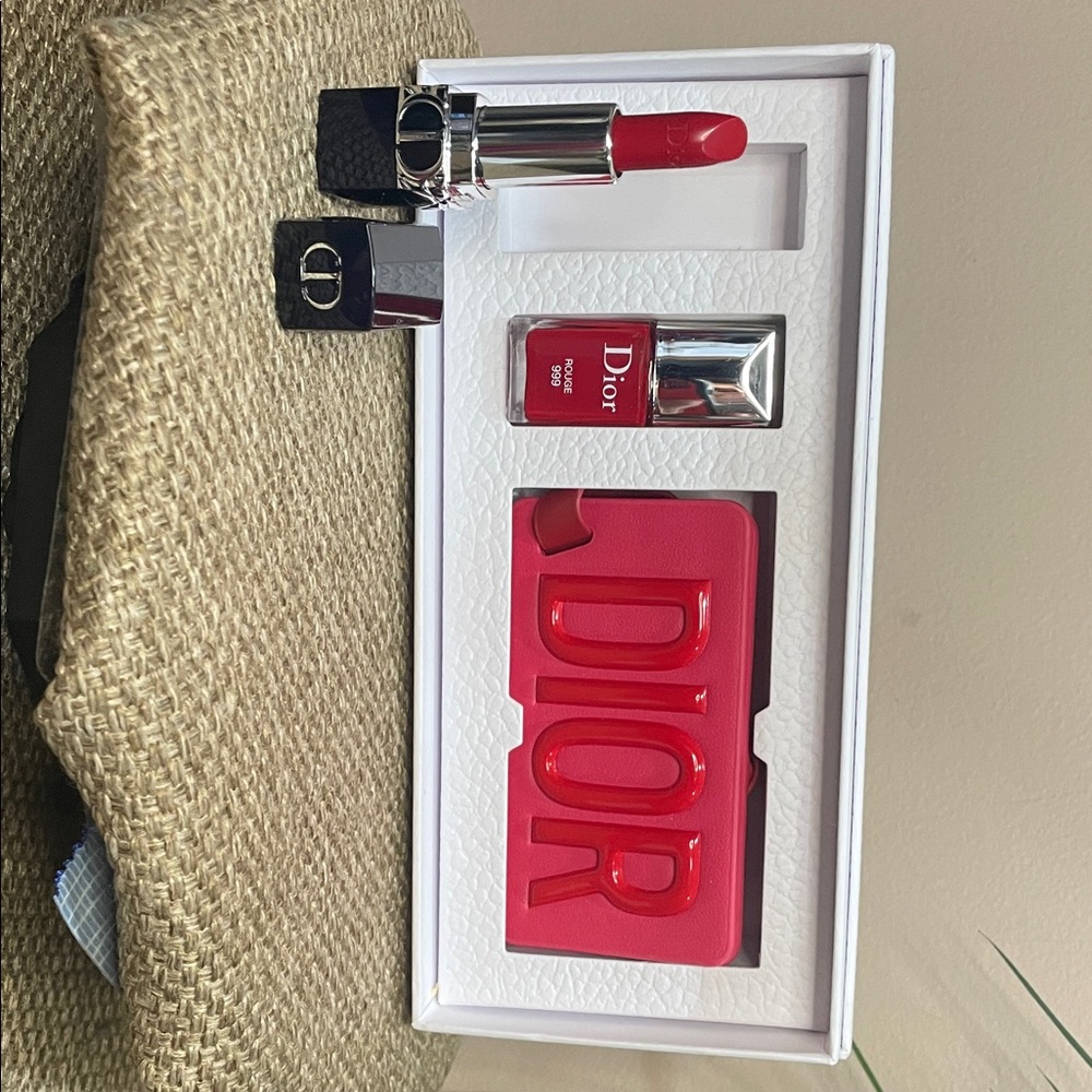 Dior Red Lipstick and luggage tag Set